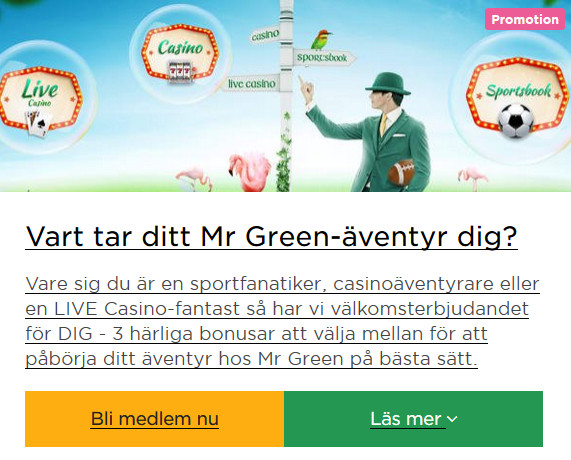 Börja betta och vinn oddsjackpott hos Mr Green!