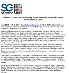 Tipico i New Jersey får spel från Scientific Games!